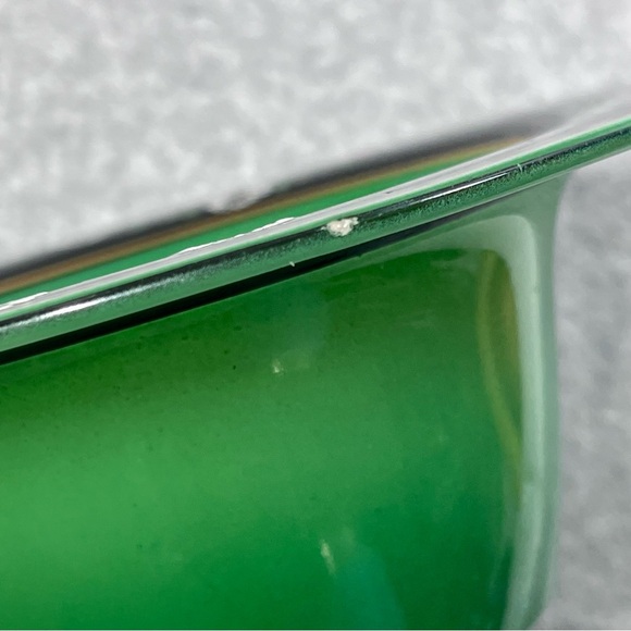 Pedestal Candy Dish Compote Green with Black and Gold Trim Pedestal 6.25” - Picture 8 of 9